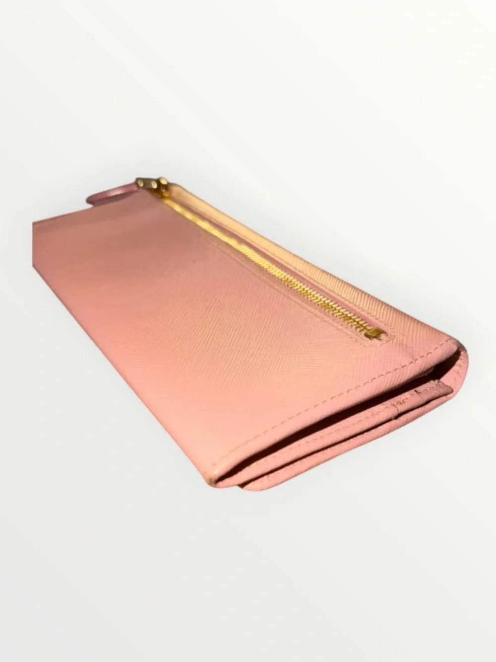 Prada Pink Saffiano Leather Long Wallet With COA